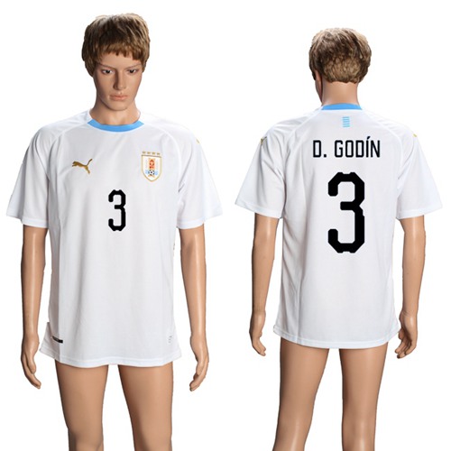 Uruguay #3 D.Godin Away Soccer Country Jersey - Click Image to Close